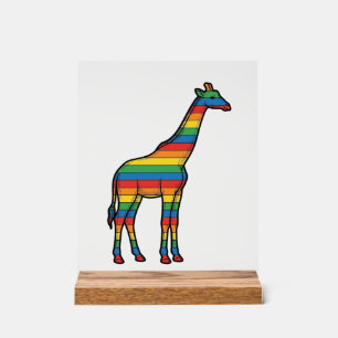 Rainbow Giraffe Vintage Engraving Vector Design_1 Acrylic Sign