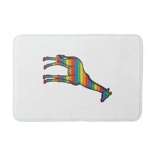 Rainbow Giraffe Vintage Engraving Vector Design_1 Bath Mat