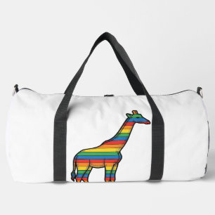 Rainbow Giraffe Vintage Engraving Vector Design_1 Duffle Bag