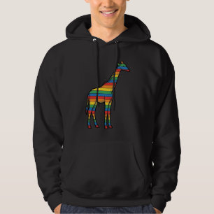 Rainbow Giraffe Vintage Engraving Vector Design_1 Hoodie