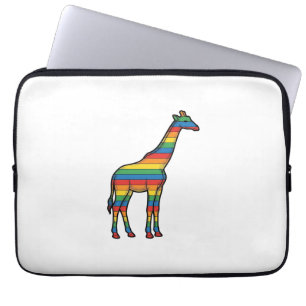 Rainbow Giraffe Vintage Engraving Vector Design_1 Laptop Sleeve