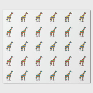 Rainbow Giraffe Vintage Engraving Vector Design_1 Wrapping Paper