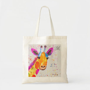 Rainbow Giraffe Watercolor Nature Jungle Animal To Tote Bag