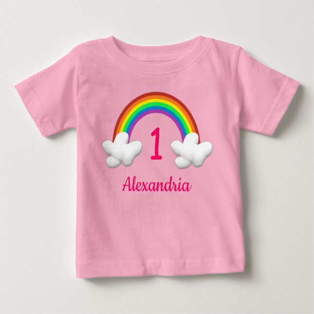 Rainbow Girl Any Age Birthday Baby T-Shirt (Front)