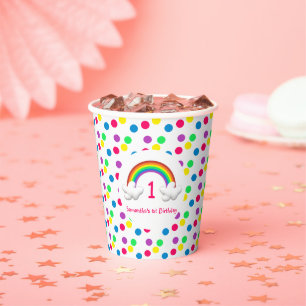 Rainbow Girl Any Age Birthday Paper Cups