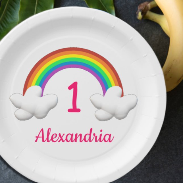 Rainbow Girl Any Age Birthday Paper Plate (Creator Uploaded)