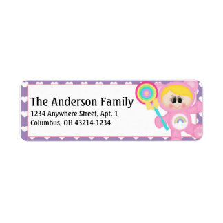 Rainbow Girl Care a Lot Kids Address Labels d5