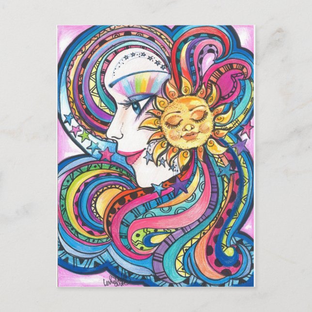 Rainbow Girl Fantasy Art Postcard (Front)