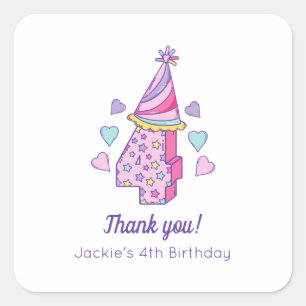 Rainbow Girls 6th Birthday Party Favor Sticker