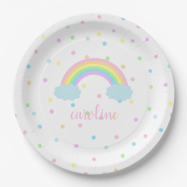 Rainbow Girls Birthday Party Paper Plate (Front)