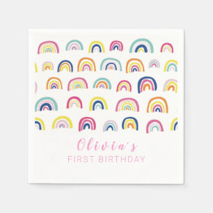 Rainbow Girls First Birthday Party Napkin