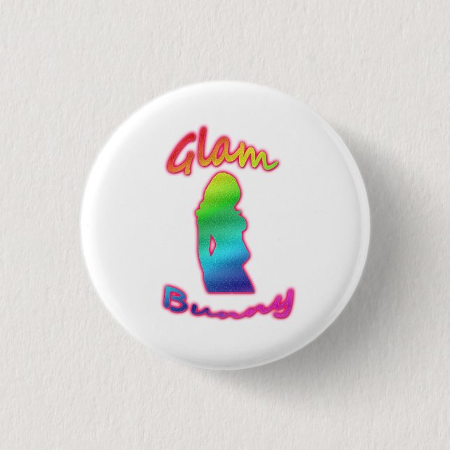 Rainbow Glam Bunny Logo on Button (Front)