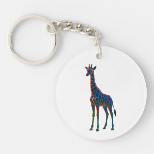 Rainbow Glass Giraffe Art Key Ring