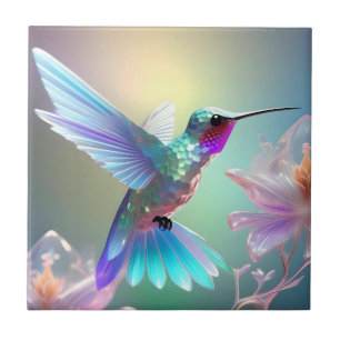 Rainbow Glass Hummingbird,  Tile