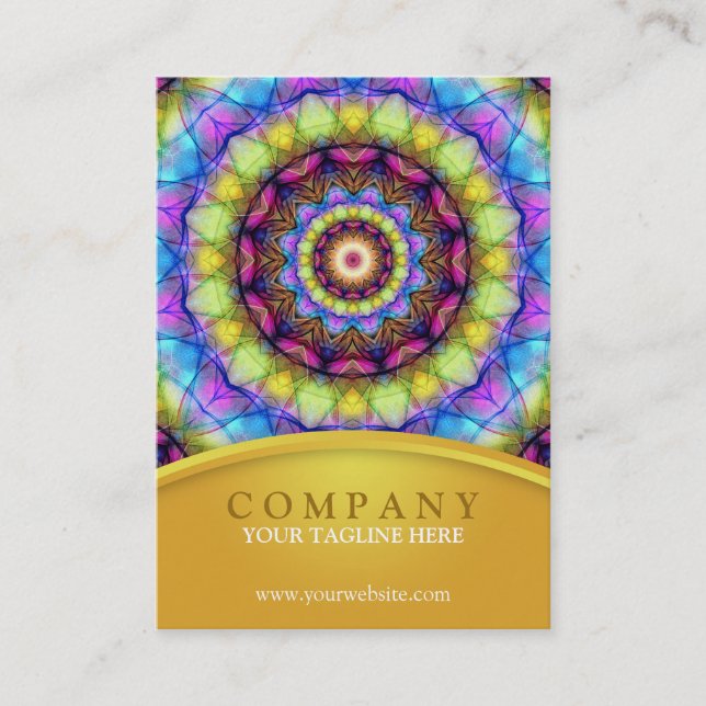 Rainbow Glass Mandala - chubby Business Card (Front)