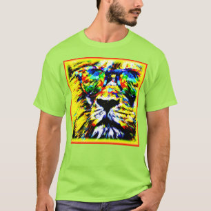 Rainbow Glasses Lion Painting. Buy Now T-Shirt