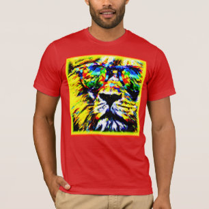 Rainbow Glasses Lion Painting. Buy Now T-Shirt