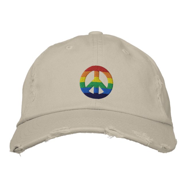 Rainbow GLBT Peace Sign Hat (Front)