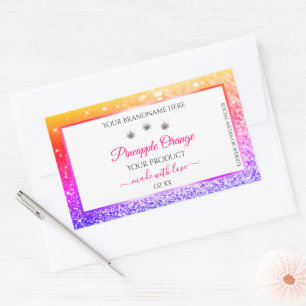 Rainbow Glitter and White Product Packaging Labels