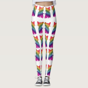 Rainbow Glitter Cat Pattern Leggings