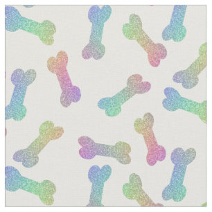 Rainbow Glitter Dog Bones Fabric