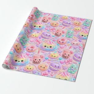 Rainbow Glitter Dumpling Bun Cute Squishies  Wrapping Paper