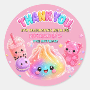 Rainbow Glitter Dumpling Squishies Birthday Party Classic Round Sticker