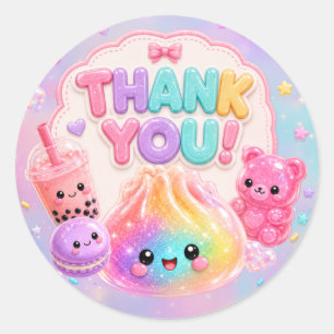 Rainbow Glitter Dumpling Squishies Birthday Party Classic Round Sticker