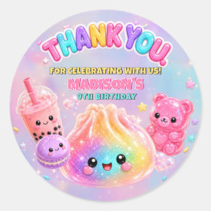 Rainbow Glitter Dumpling Squishies Birthday Party Classic Round Sticker
