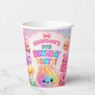 Rainbow Glitter Dumpling Squishies Birthday Party Paper Cups