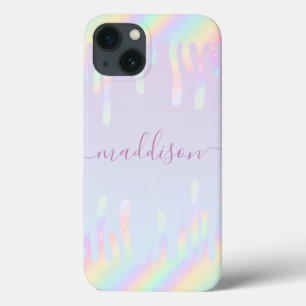 Rainbow Glitter Elegant Script Name iPhone 13 Case