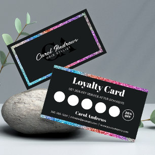 Rainbow Glitter Glam Hair Stylist  Loyalty Card