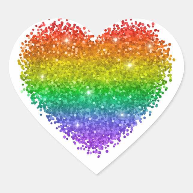 rainbow glitter heart heart sticker (Front)