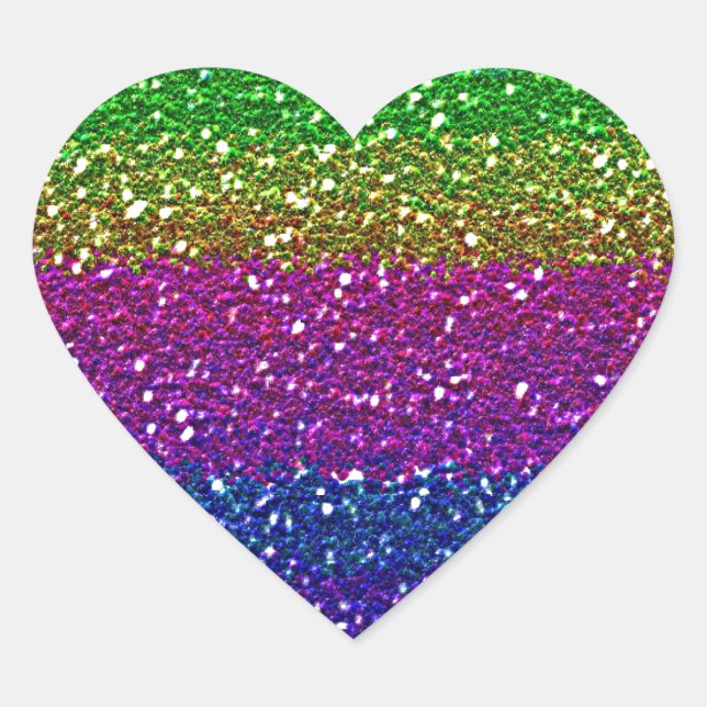 Rainbow glitter heart sticker (Front)