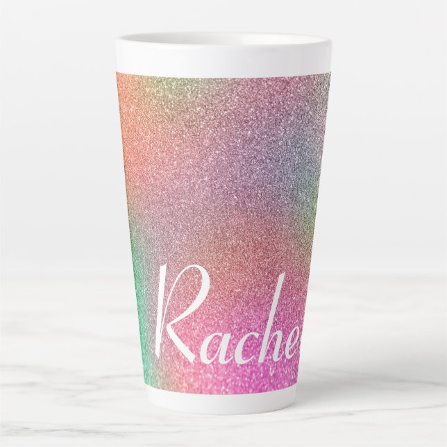 Rainbow Glitter Latte Mug (Front)
