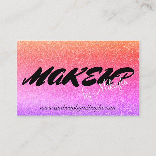 Rainbow Glitter Makeup Style Hair Business Card (Front)