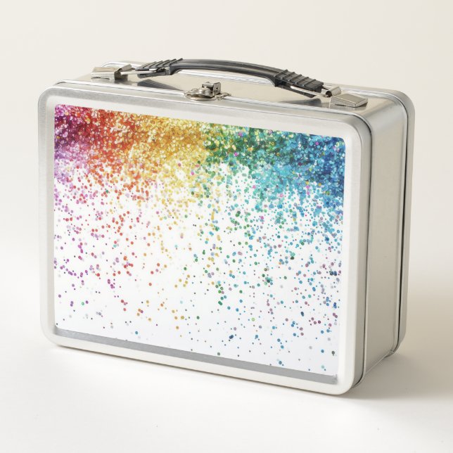 Rainbow Glitter Metal Lunch Box (Front)