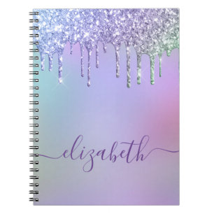 Rainbow Glitter Monogram Notebook