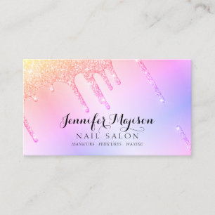 Rainbow Glitter Nail Polish Drips Modern Salon Business Card