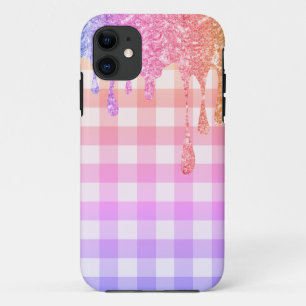 Rainbow Glitter ombré Plaid Gingham Pretty Case-Ma Case-Mate iPhone Case