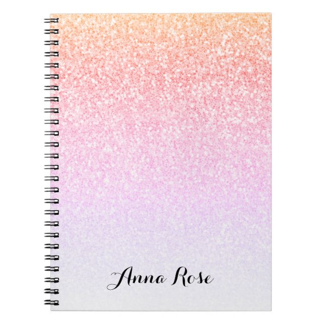 Rainbow Glitter Ombre Sparkle Glam Notepad Notebook (Front)