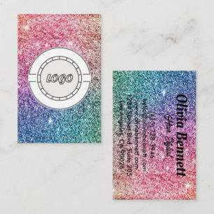 Rainbow Glitter opal Sparkle Hair Stylist Business Card
