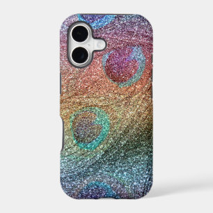 Rainbow glitter peacock feathers