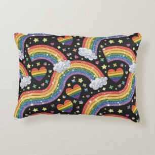 Rainbow Glitter Pride   Sparkling  LGBTQ+ Decorative Cushion
