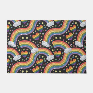Rainbow Glitter Pride   Sparkling  LGBTQ+ Doormat