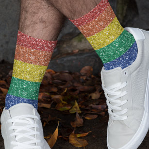 Rainbow Glitter Sequin Look Sparkle Pride Socks