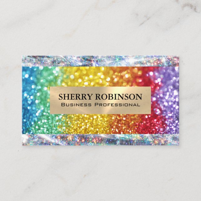 Rainbow Glitter | Shimmer Shine Business Card (Front)