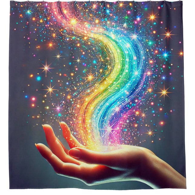 Rainbow Glitter Shower Curtain (Front)