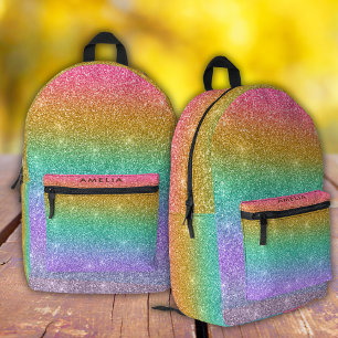 Rainbow glitter sparkle modern girl backpack