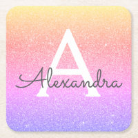 Rainbow Glitter & Sparkle Monogram Birthday